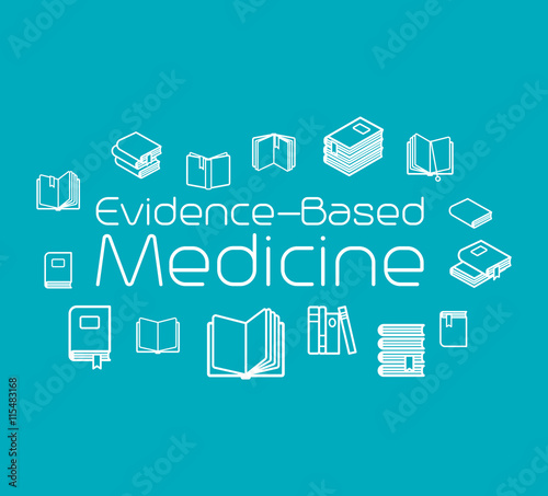 Evidence-based medicine concept illustration with books. Vector illustration