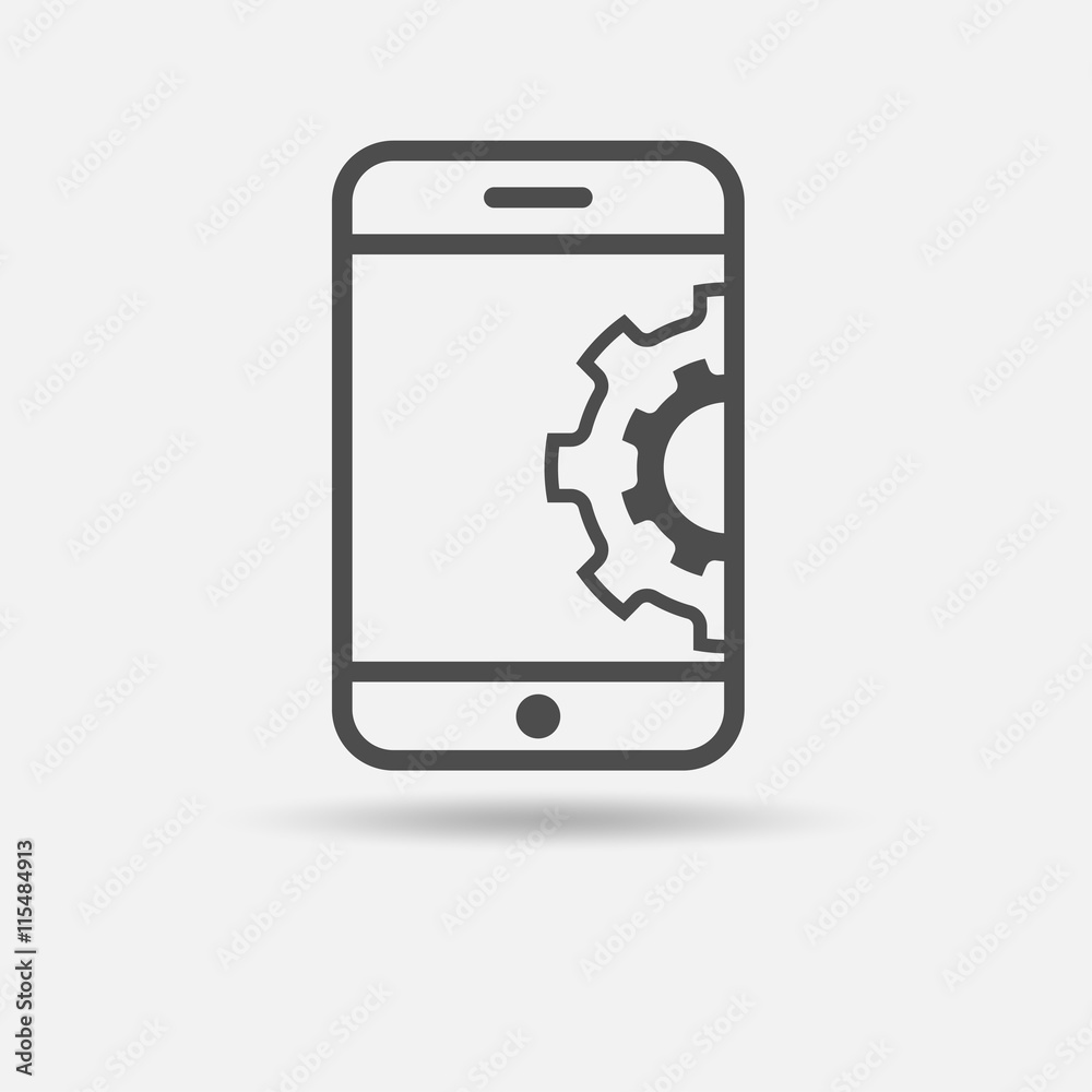 Mobile marketing icon. Outline style. Vector illustration. Mobile marketing icon. Outline style. Vector illustration.