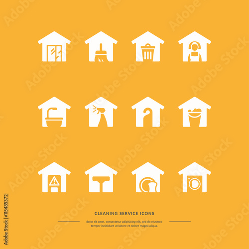 Set of vector icons for a cleaning service.