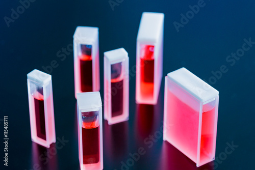 Quartz and Glass Cuvettes  small square tube  designed to hold samples for spectroscopic experiments photo