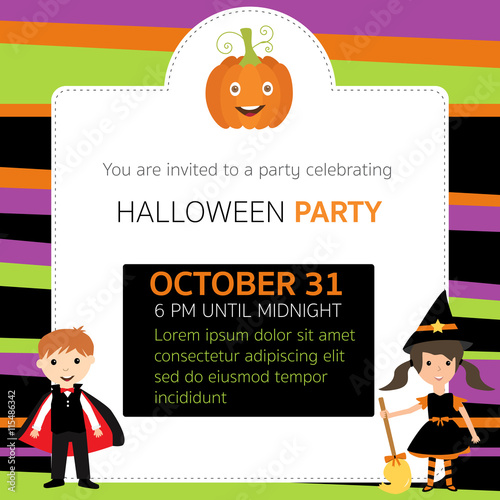 Halloween party invitation cards witch,vampire characters vector