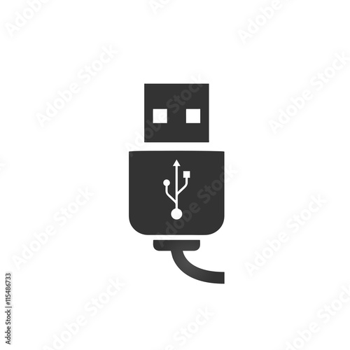 Usb plug icon. Usb plug sign. Simple flat logo of usb plug on white background. Vector illustration.