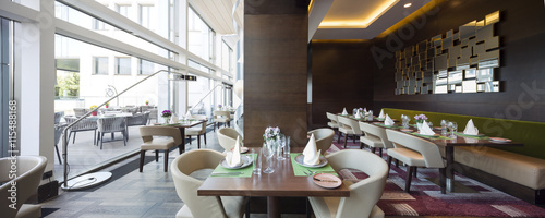 Modern restaurant interior, part of a hotel