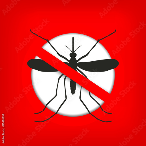 Mosquito icon vector. Flat icon isolated on red background in a