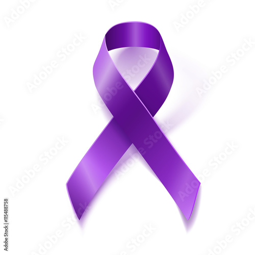 Purple awareness ribbon isolated on white