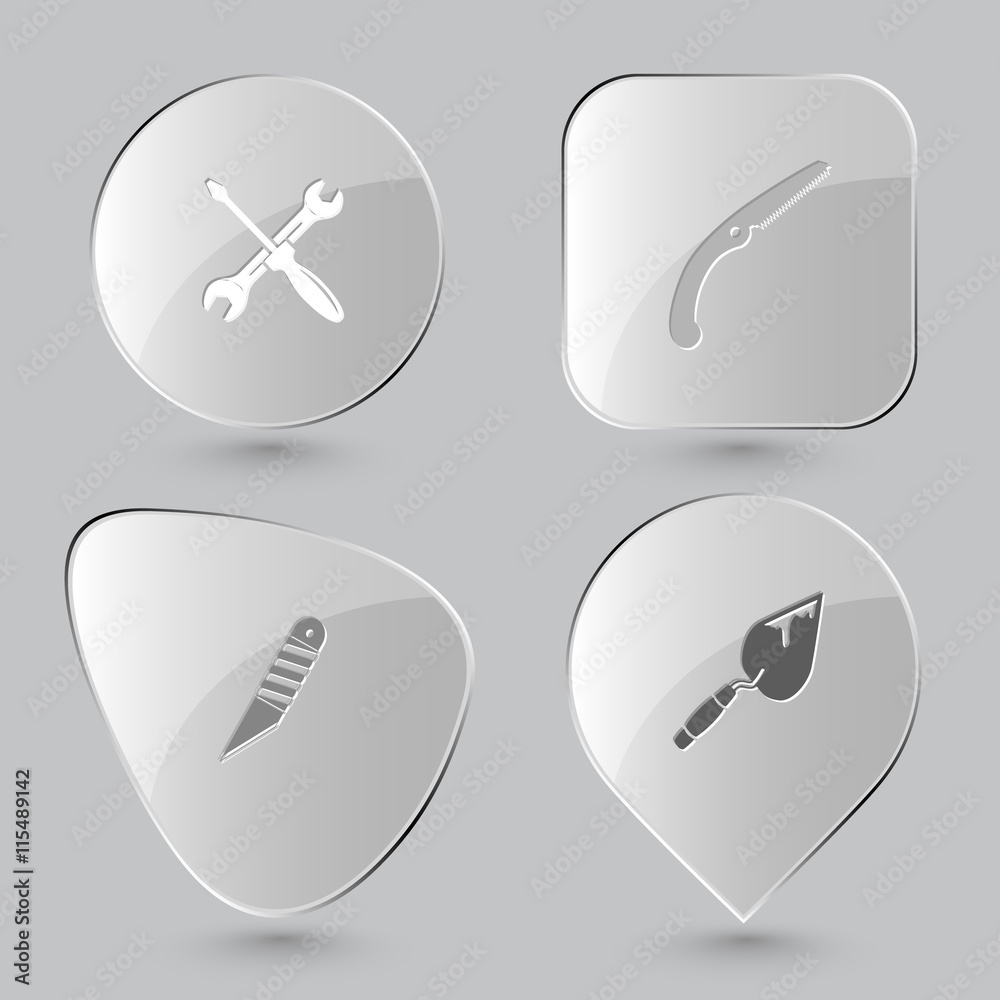 screwdriver and spanner, hand saw, knife, trowel.