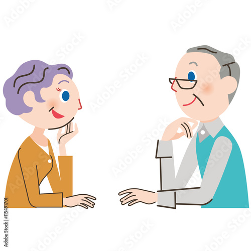老夫婦と会話