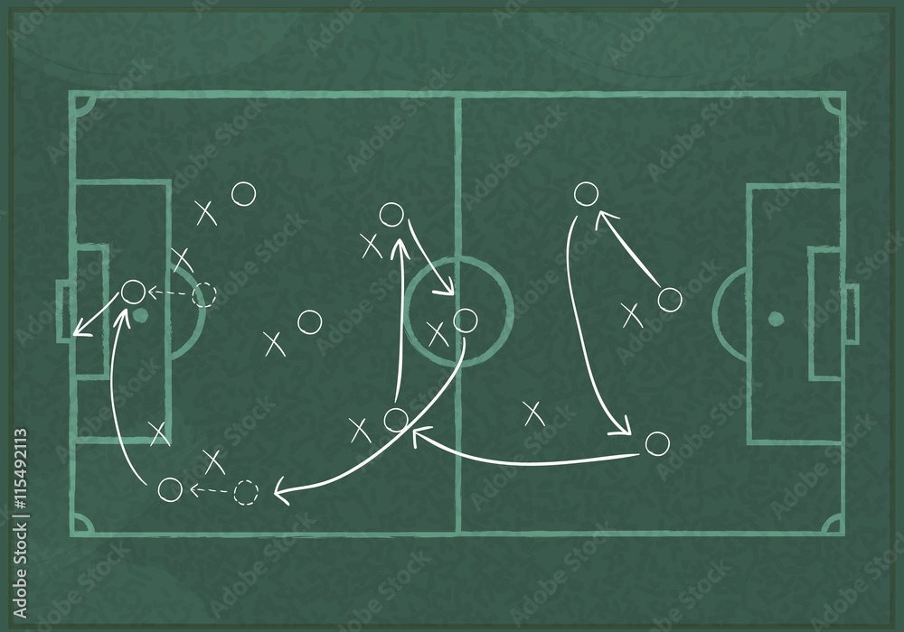 Realistic blackboard drawing a soccer game strategy. Realistic blackboard drawing a soccer game strategy.