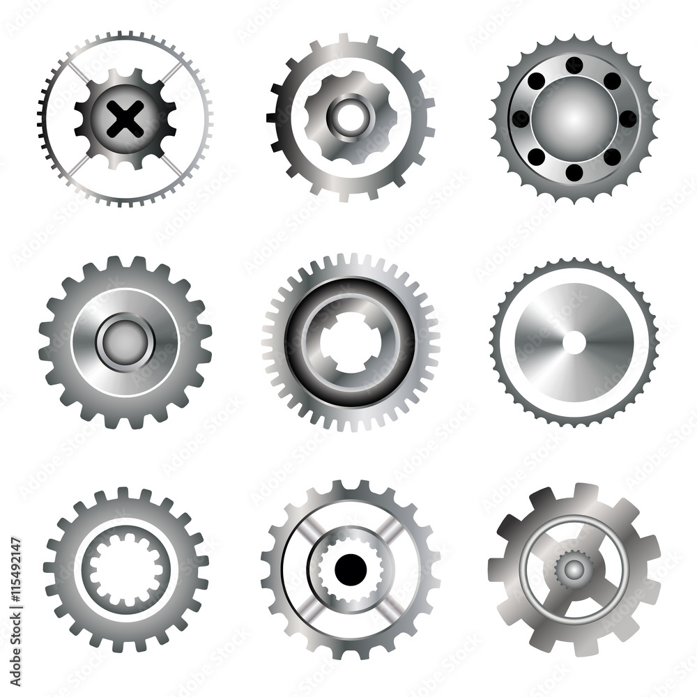 Set of gears for engineering mechanical tools Set of gears for engineering mechanical tools