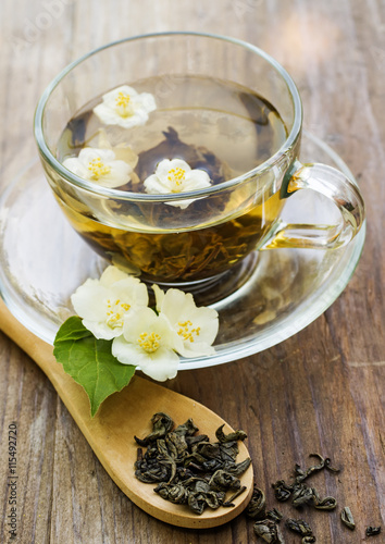 jasmine tea in glass cup