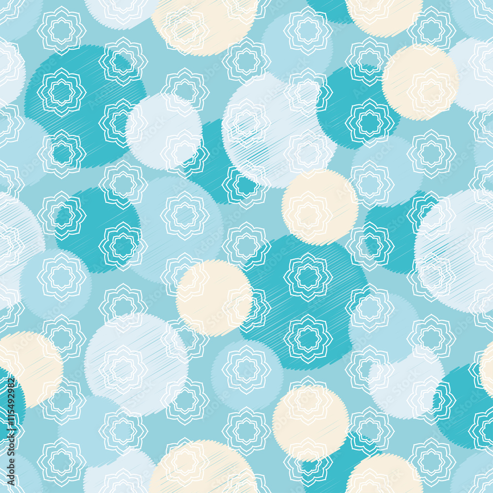 Ethnic boho seamless pattern with decorative flowers and polka dots. Print. Cloth design, wallpaper. Ethnic boho seamless pattern with decorative flowers and polka dots. Print. Cloth design, wallpaper.