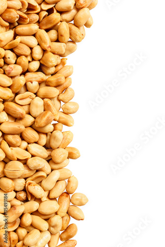 Roasted peanuts isolated on white background