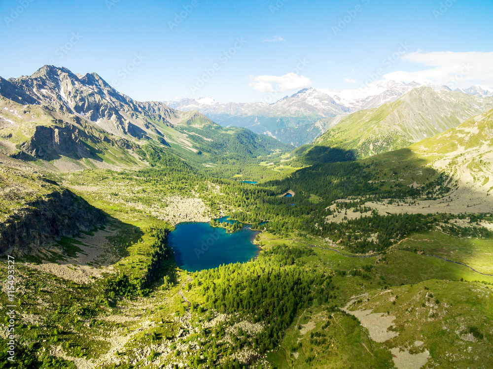 Vista aerea dal Passo di Val Viola mt. 2432 - Valle di Campo - Svizzera