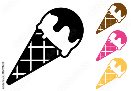 Icono plano cornete helado varios colores