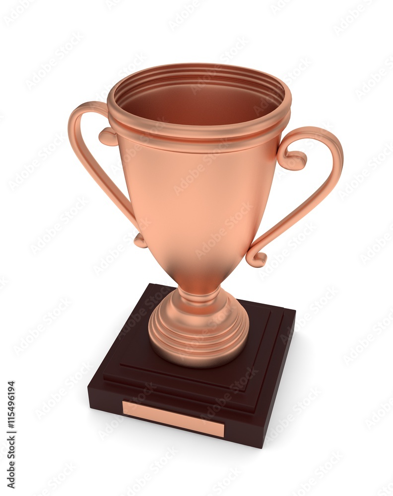 Bronze cup on white background. 3D rendering. Bronze cup on white background. 3D rendering.