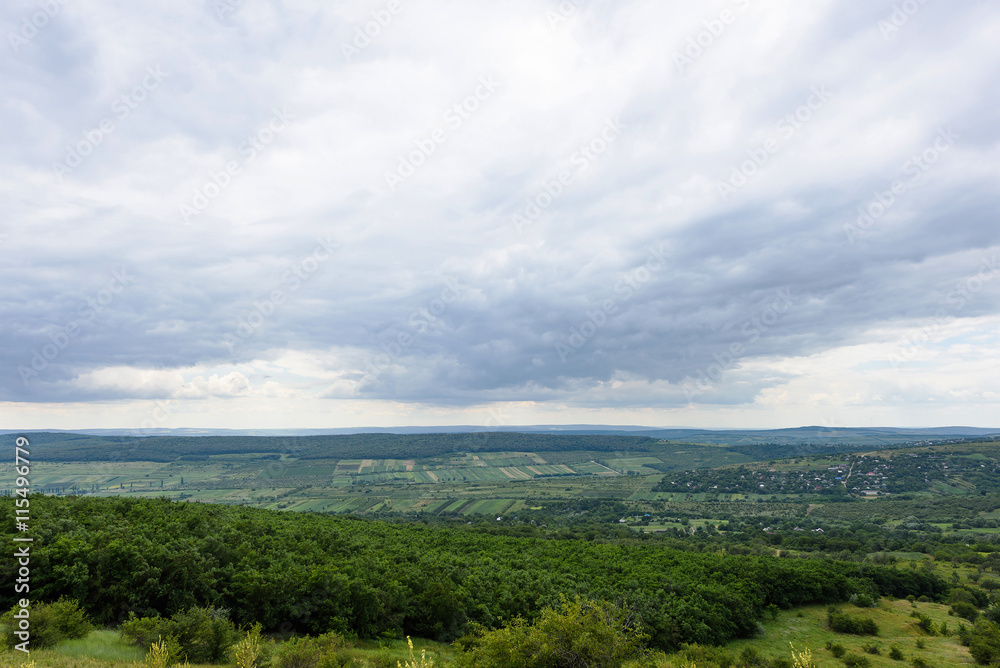 Fototapeta premium View on moldovan village green landscape in summer time