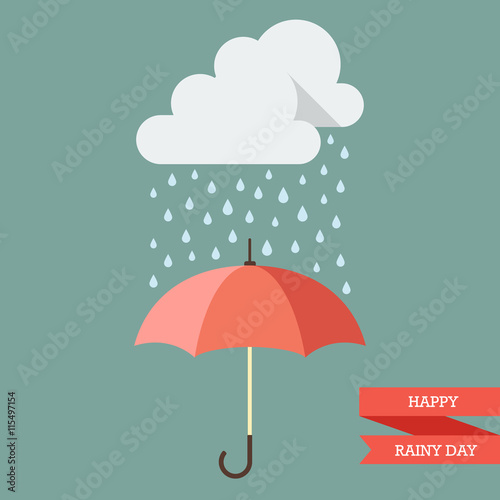 Cloud with Rain drop on umbrella