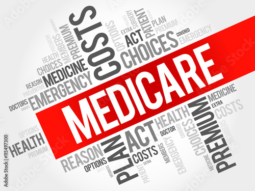 Medicare word cloud collage, health concept background photo