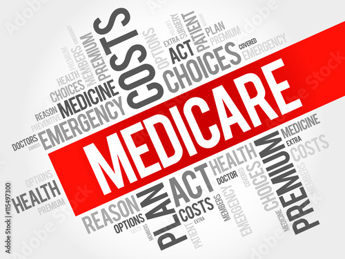 Medicare word cloud collage, health concept background