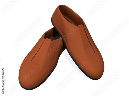 Pair of brown shoes. Isolated 3D illustration.