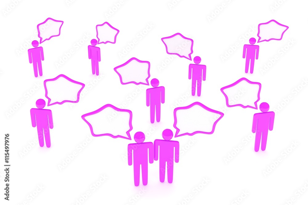 people with talk bubbles isolated over a white background. 3d rendering. people with talk bubbles isolated over a white background. 3d rendering.