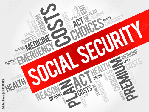 SOCIAL SECURITY word cloud collage, health concept background