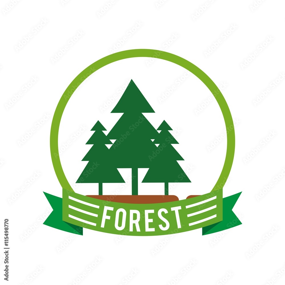 Forest logo and tree pine green vector