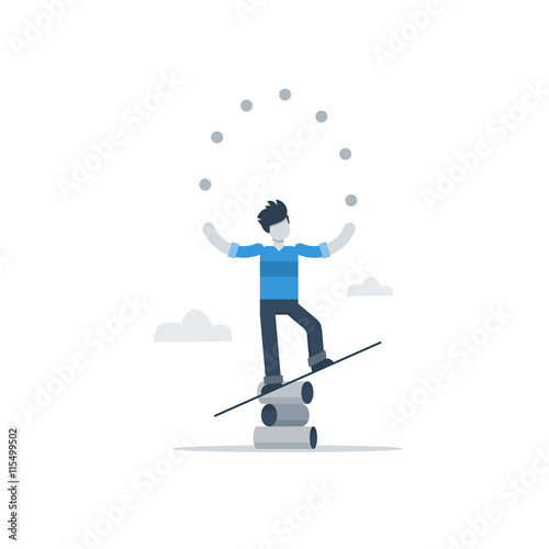 Multitasking concept, busy with business, training juggling, fun free time