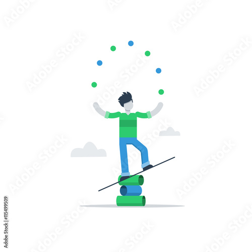 Multitasking concept, busy with business, training juggling, fun free time