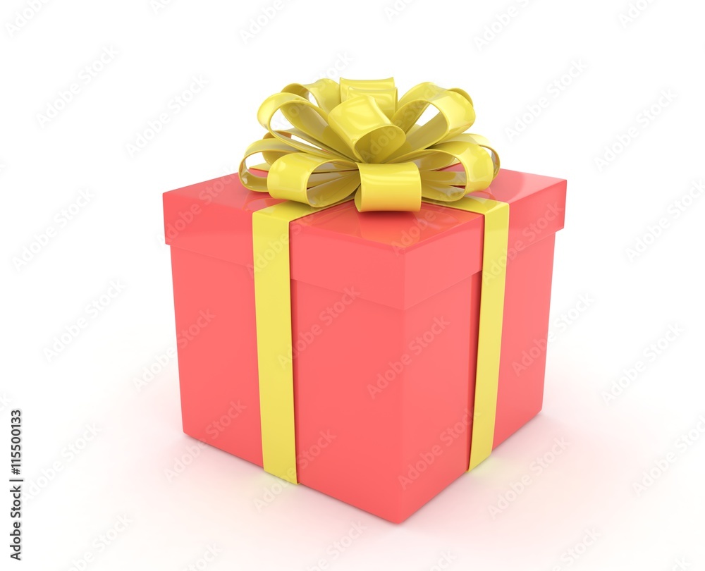 gift box with bows isolated on white. 3d rendering. gift box with bows isolated on white. 3d rendering.