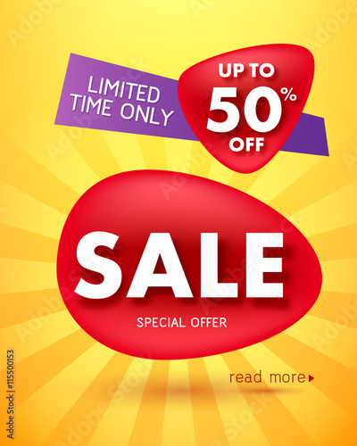 Sale offer poster banner vector illustration.