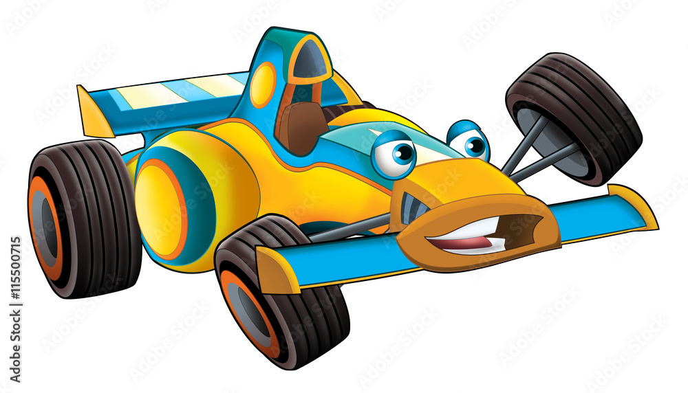 Cartoon sports car racing - isolated - illustration for the children Stock  Illustration | Adobe Stock