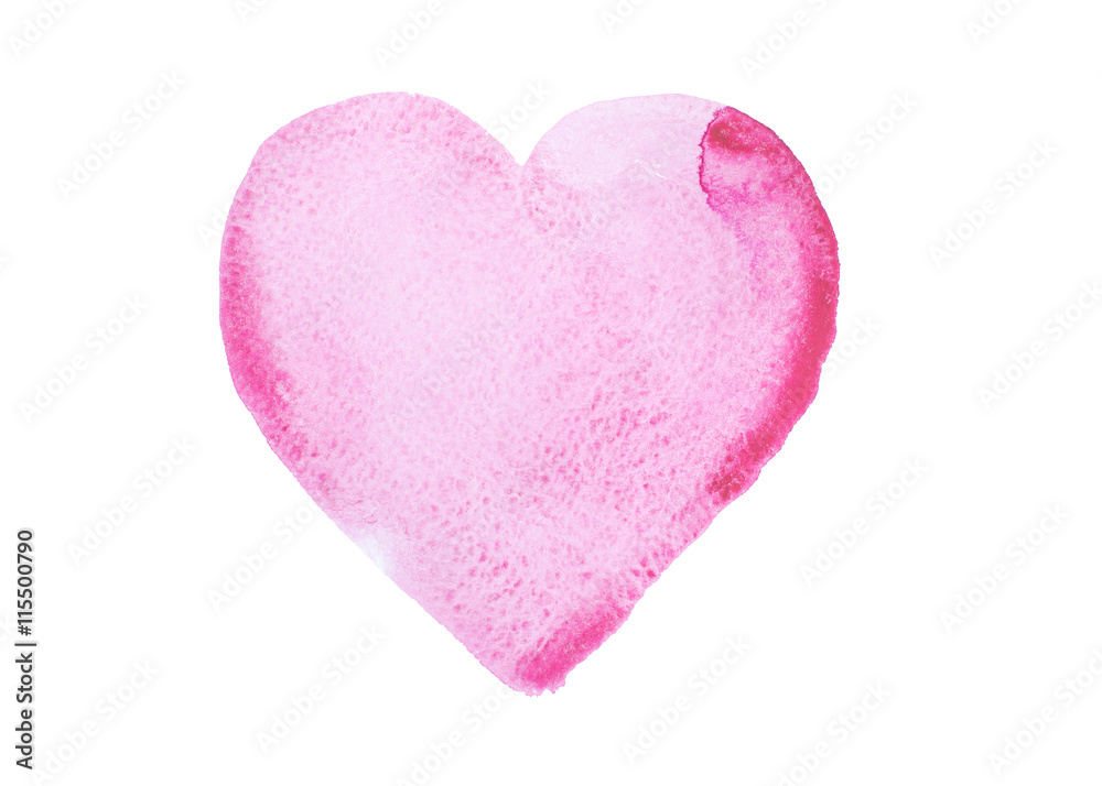 Fototapeta premium Hand drawn watercolor heart isolated on a white background