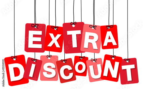 Vector colorful hanging cardboard. Tags - extra discount