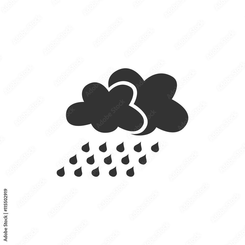 icono de nubes y lluvia sobre fondo blanco. icono de nubes y lluvia sobre fondo blanco.