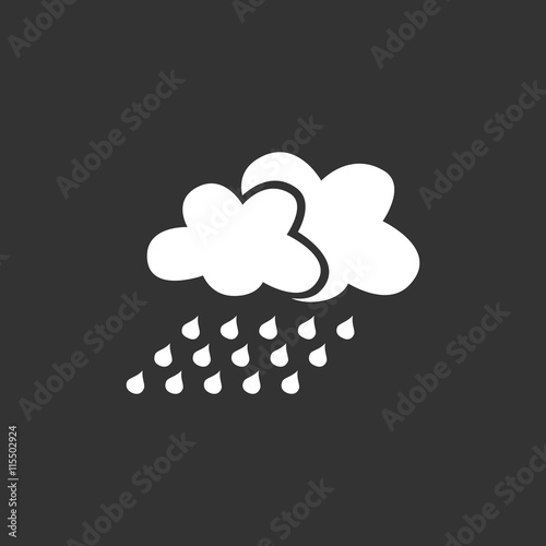 Icono de nubes y lluvia sobre fondo negro