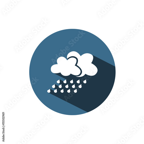 Icono de nubes y lluvia sobre fondo azul
