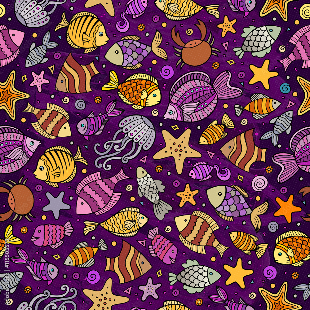 Cartoon under water life seamless pattern Cartoon under water life seamless pattern