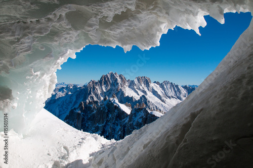 Looking out from an ice cave