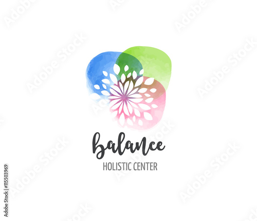 Alternative medicine and wellness, yoga, zen meditation concept - vector watercolor icon, logo