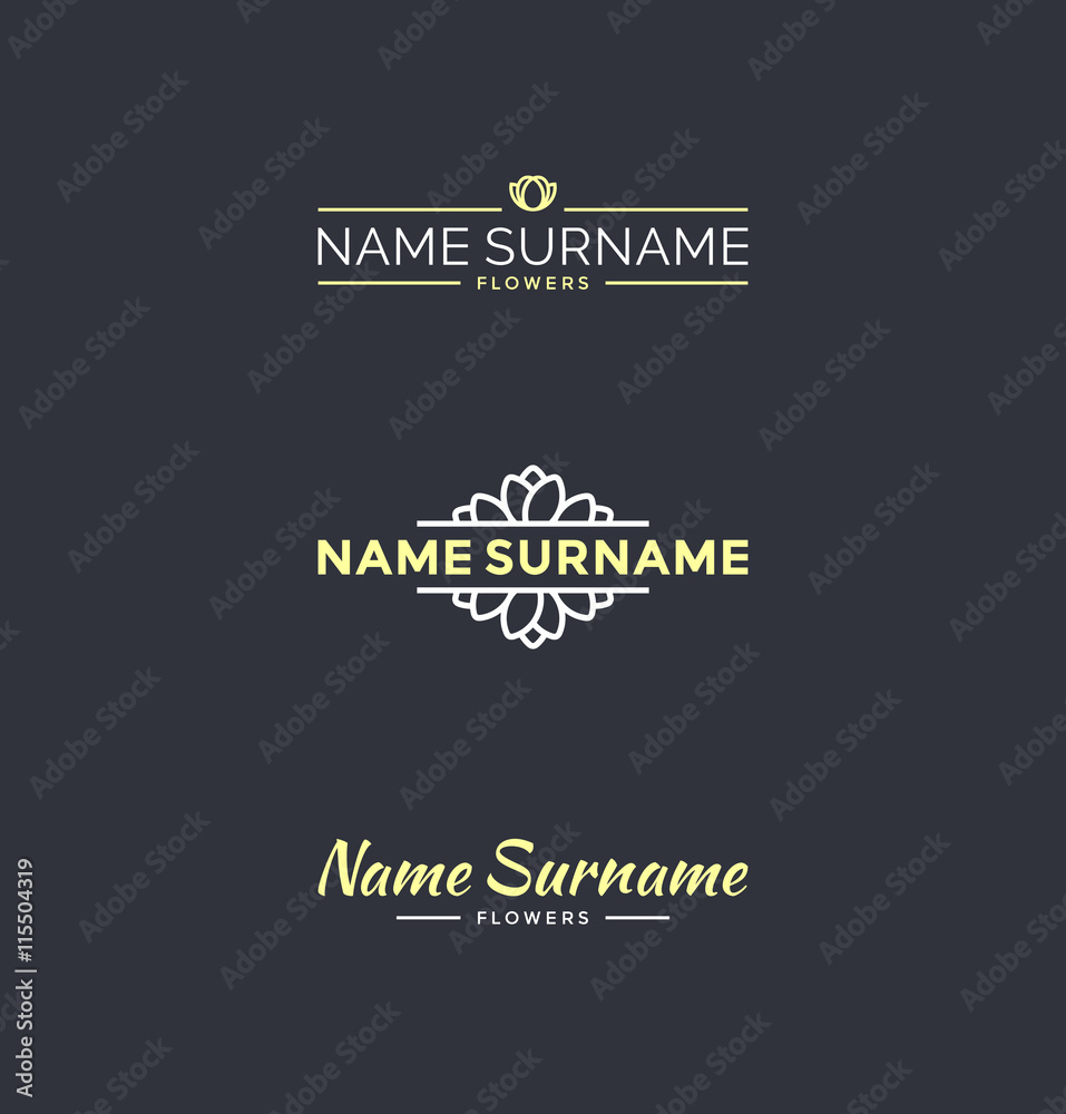 Set of stylized symbols and logo design elements for florists Set of stylized symbols and logo design elements for florists