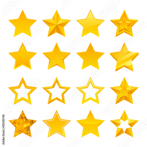 Stars icons set vector illustration. Assorted symbols.