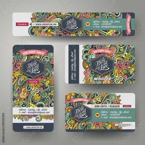 Cartoon vector doodles hippie corporate identity