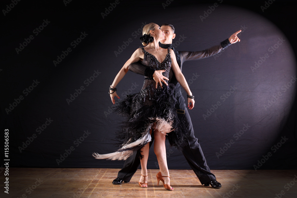 Fototapeta premium dancers in ballroom isolated on black background
