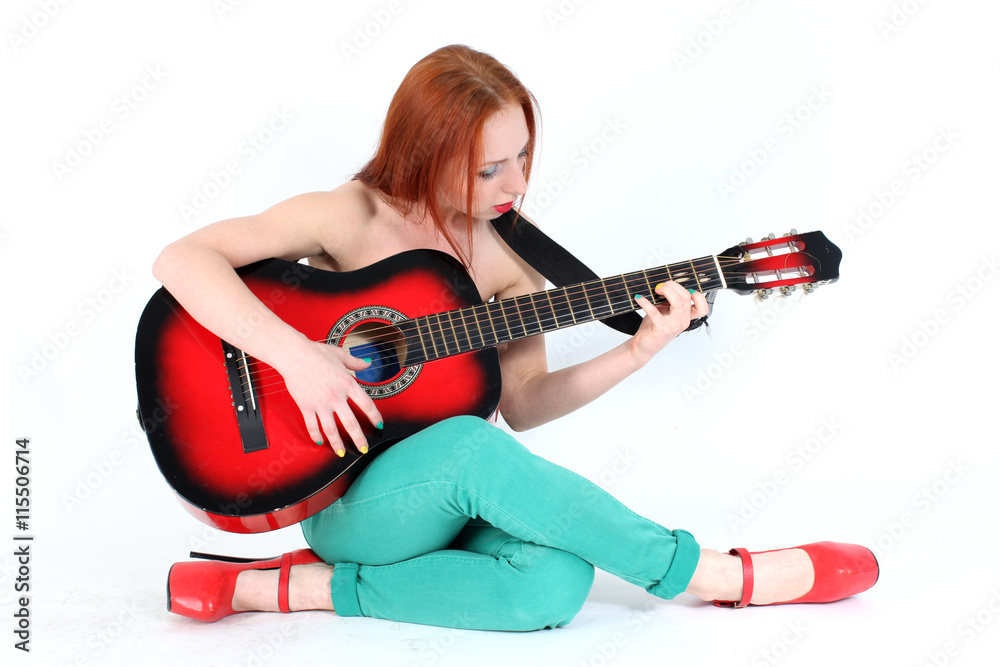 Woman play with guitar Woman play with guitar