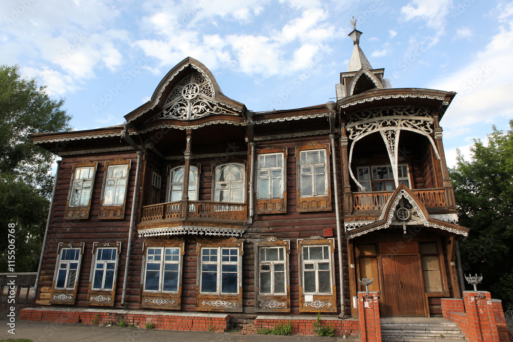 Old wooden house ,Barnaul, Russia,