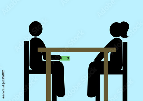 Illustration Bestechung; Korruption; Dollar; Schweigegeld; Geld; Betrug