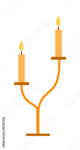 Vector candles in flat style. Candles light flame christmas candlelight wax decoration. Celebration glowing religion candles birthday traditional decoration. Romance night bright flame.