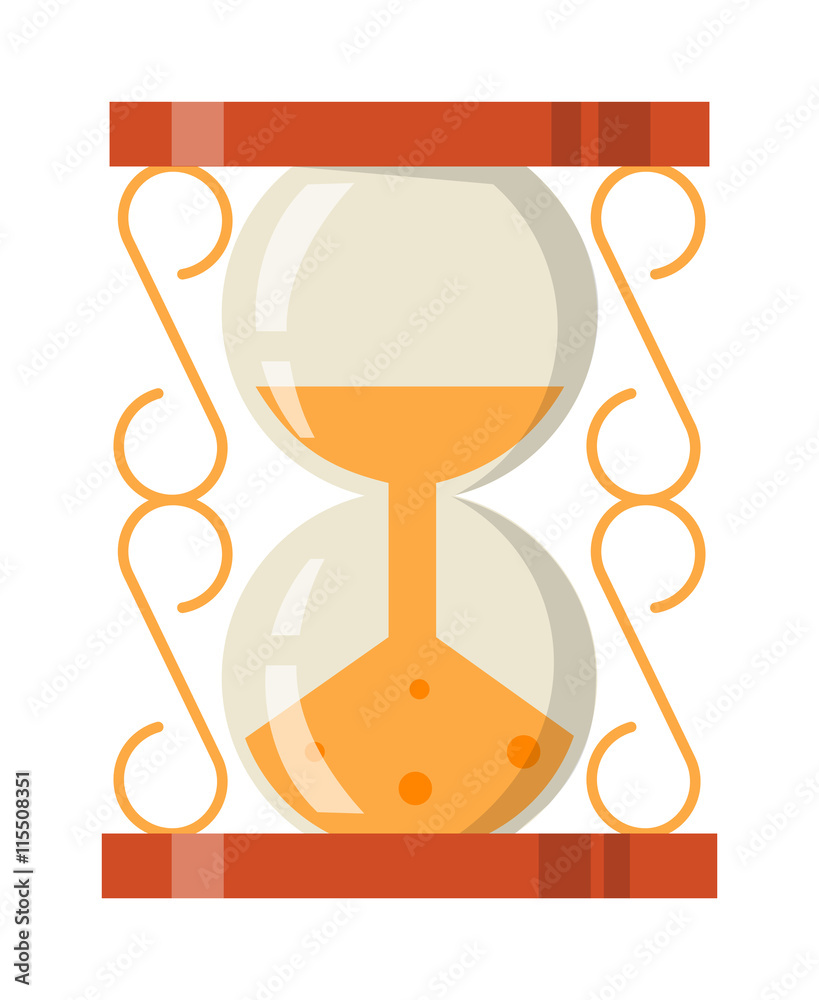 Transparent sandglass icon, time hourglass, sand clock flat design ...