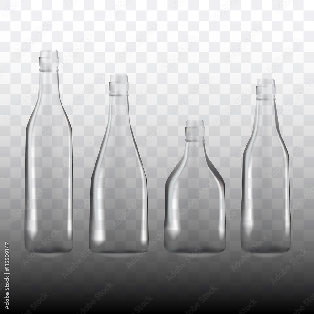 set of transparent empty bottles vector de Stock Adobe Stock